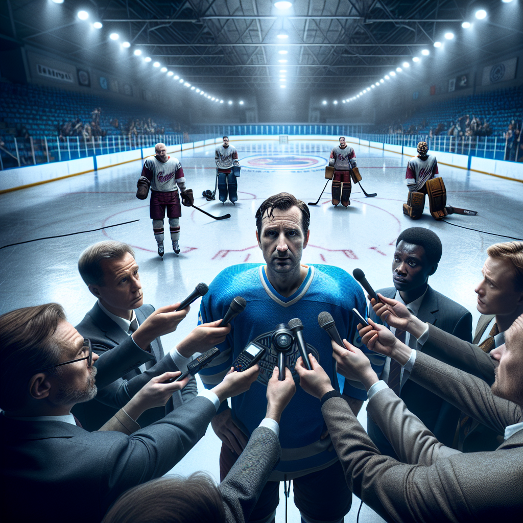 Kazakhstan hockey post-game comments with coach and players in tense mixed zone scene